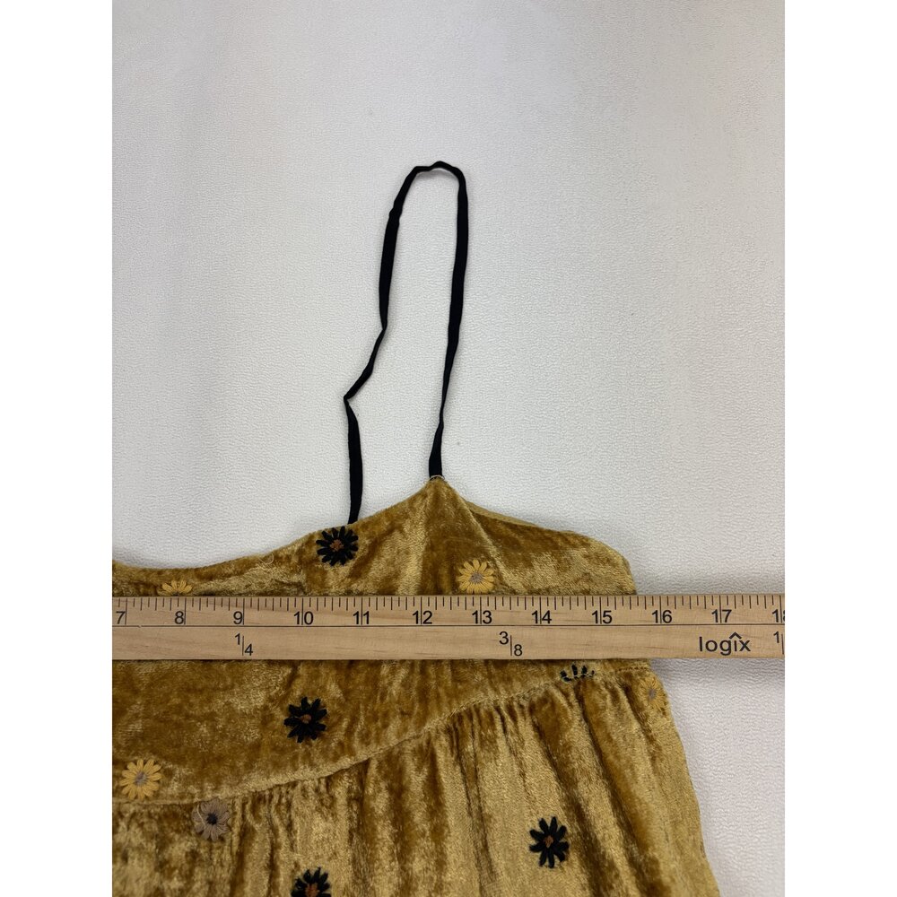 Kimchi Blue Velvet Embroidered Tiered Mini Dress Sz S - Picture 6 of 7